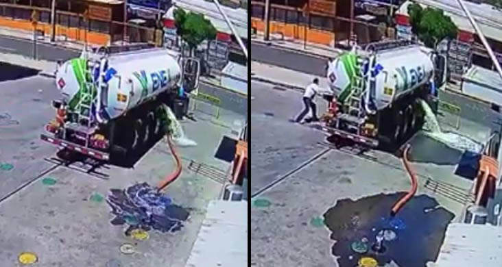 Por no inmovilizar el camión durante la descarga de combustibles casi ocasiona una tragedia